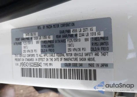 2016 Mazda Cx-5 Grand Touring z USA, uszkodzony, nr VIN JM3KE4DY8G0859940